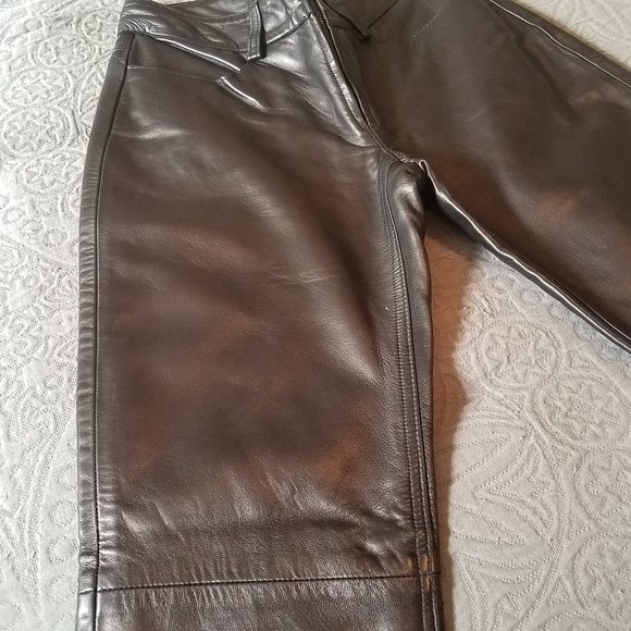 Banana Republic Size 0 Black Genuine Leather Pants - Picture 9 of 12
